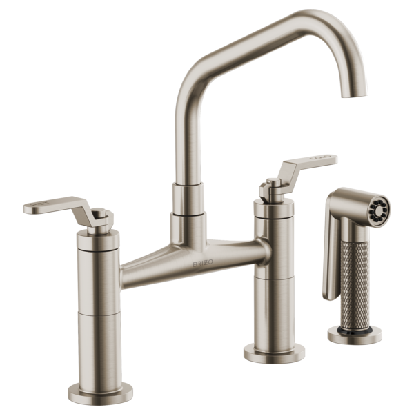 Brizo 62564LF Litze Bridge Faucet With Angled Spout and Industrial Handle