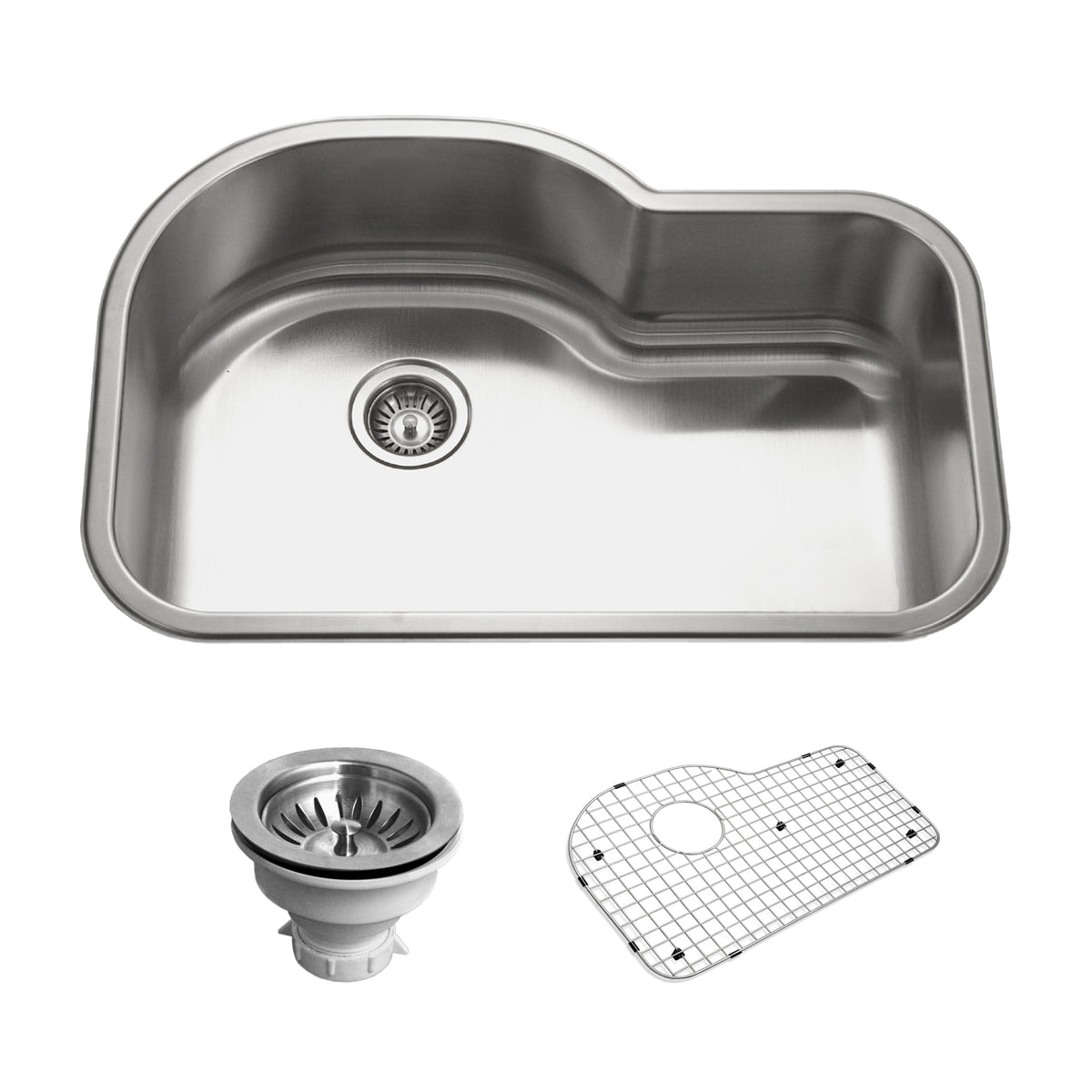 Houzer BSH-3200 Belleo 32 Inch Stainless Steel Drop-In Topmount Single Bowl Offset Kitchen Sink