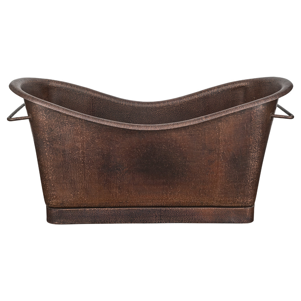 Premier Copper Products BTDREC67DB 67" Hammered Copper Rectangle Bathtub with Towel Bars