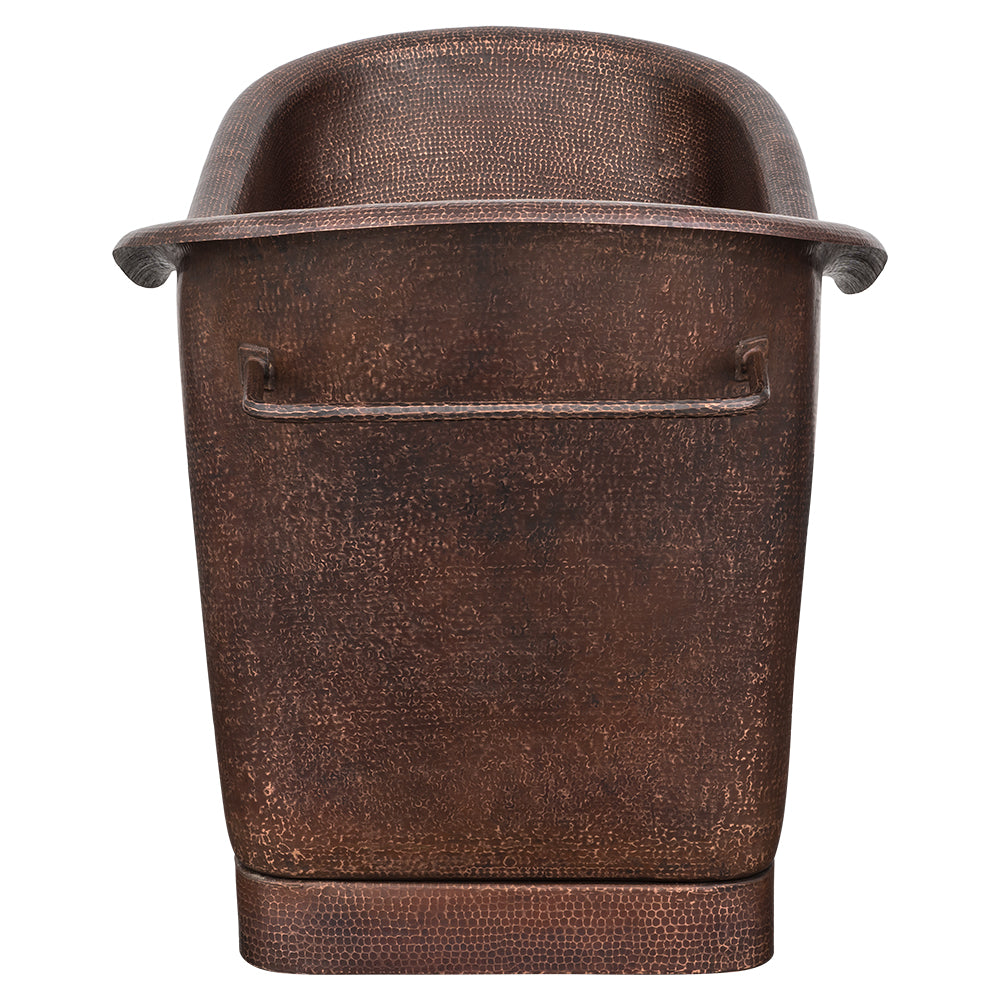 Premier Copper Products BTDREC67DB 67" Hammered Copper Rectangle Bathtub with Towel Bars