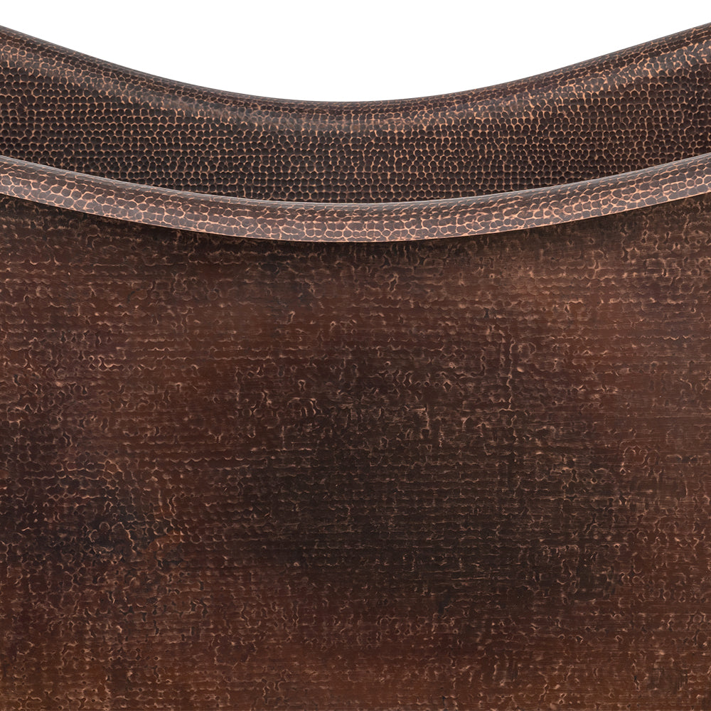 Premier Copper Products BTDREC67DB 67" Hammered Copper Rectangle Bathtub with Towel Bars