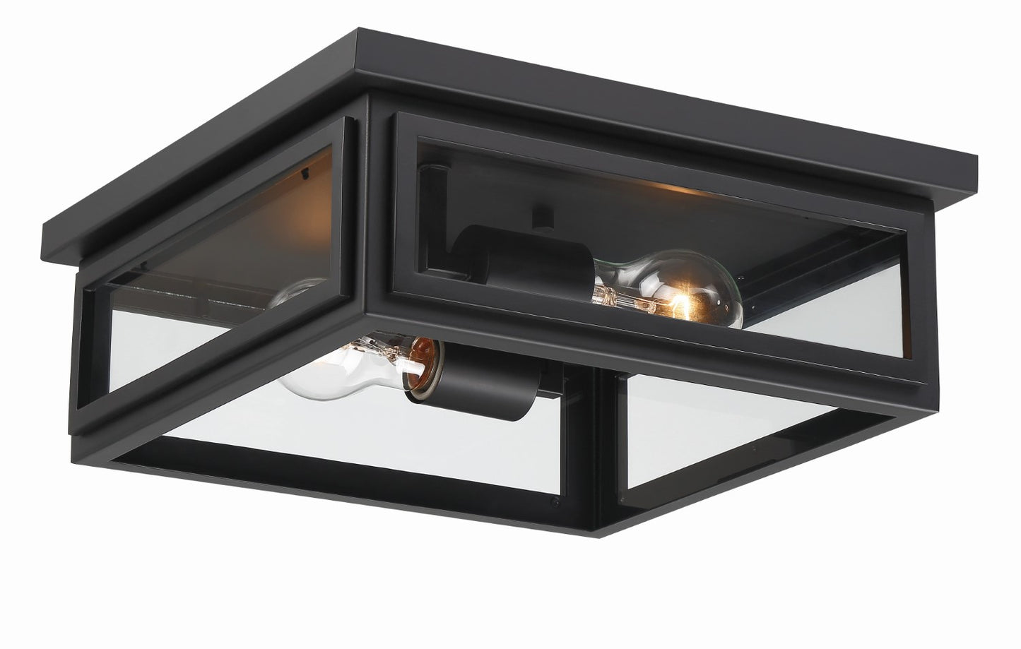 Crystorama BYR-80100-MK Byron 2 Light Outdoor Ceiling Mount - Matte Black