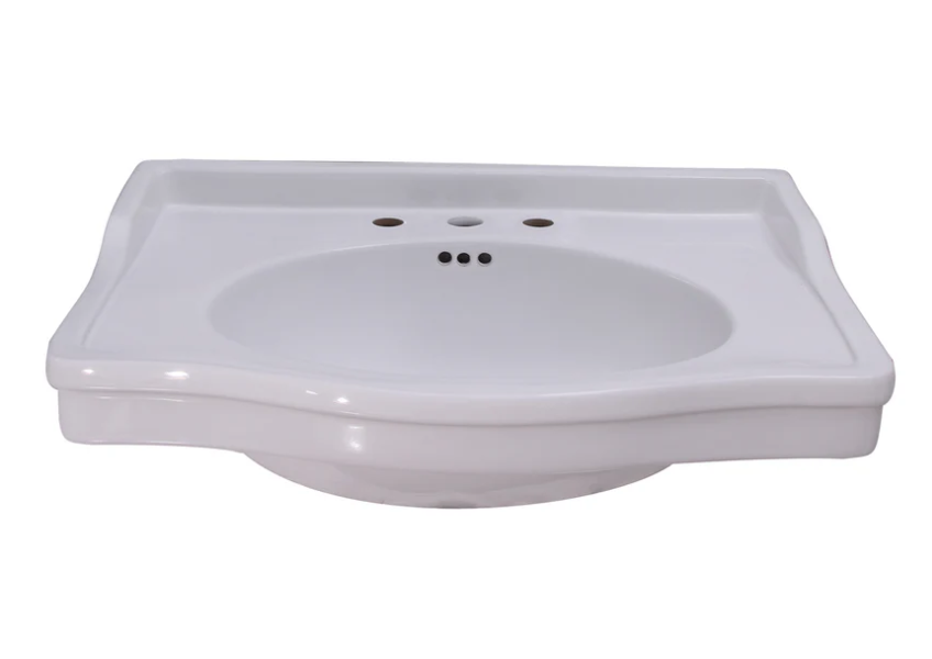 Barclay B/3-9128WH Ensal Basin Only for 8 Widespread Hole Overflow - White