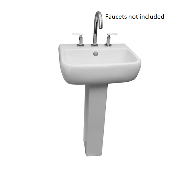 Barclay B/3-1008WH Metropolitan 600 Lavatory Pedestal and Basin 8" Centerset - White