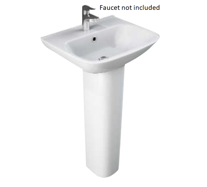 Barclay B/3-1108WH Eden 450 Lavatory Pedestal and Basin 8 Widespread - White