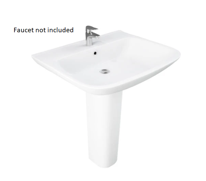 Barclay B/3-1121WH Eden 650 Lavatory Pedestal and Basin 1 - Hole - White