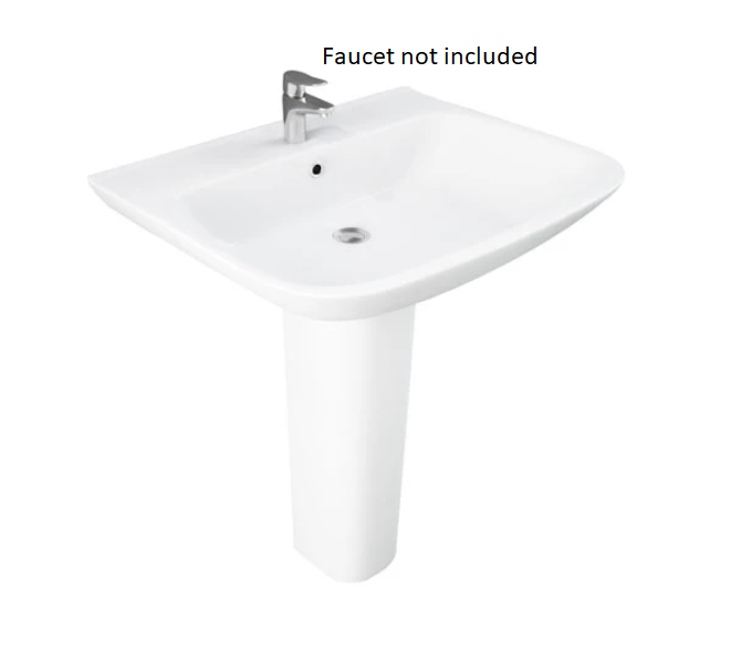 Barclay B/3-1128WH Eden 650 Lavatory Pedestal and Basin 8 Widespread - White