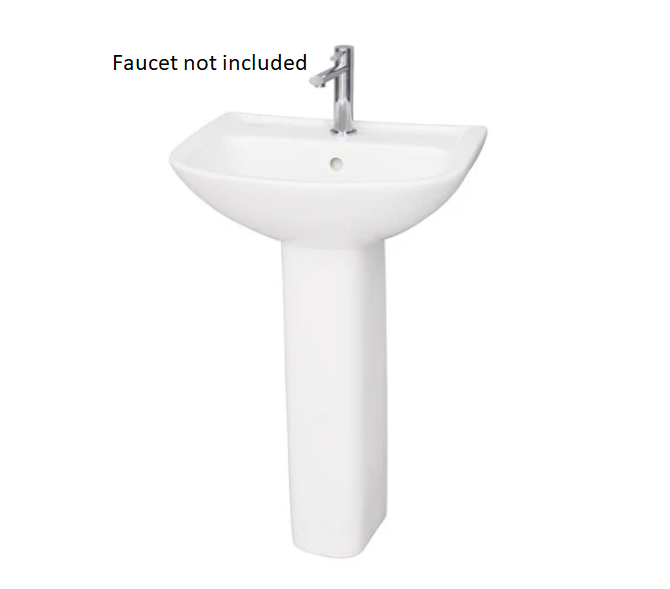 Barclay B/3-128WH Lara 510 Lavatory Pedestal and Basin 8" Centerset - White