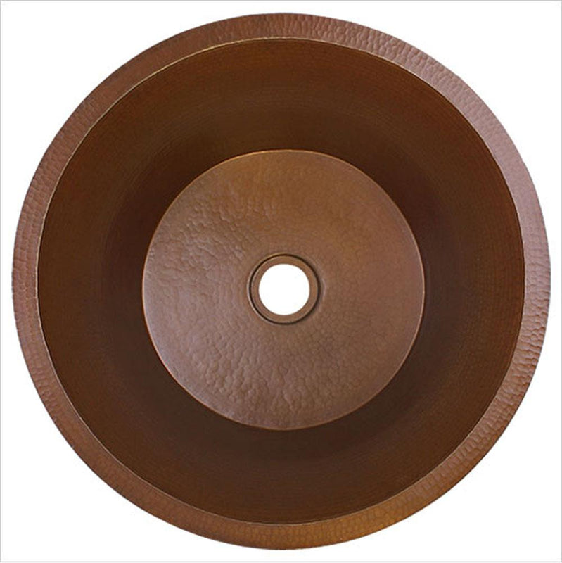 Linkasink C018 Hammered Large Round Flat Bottom Bar/Utility With 2 Drain Opening