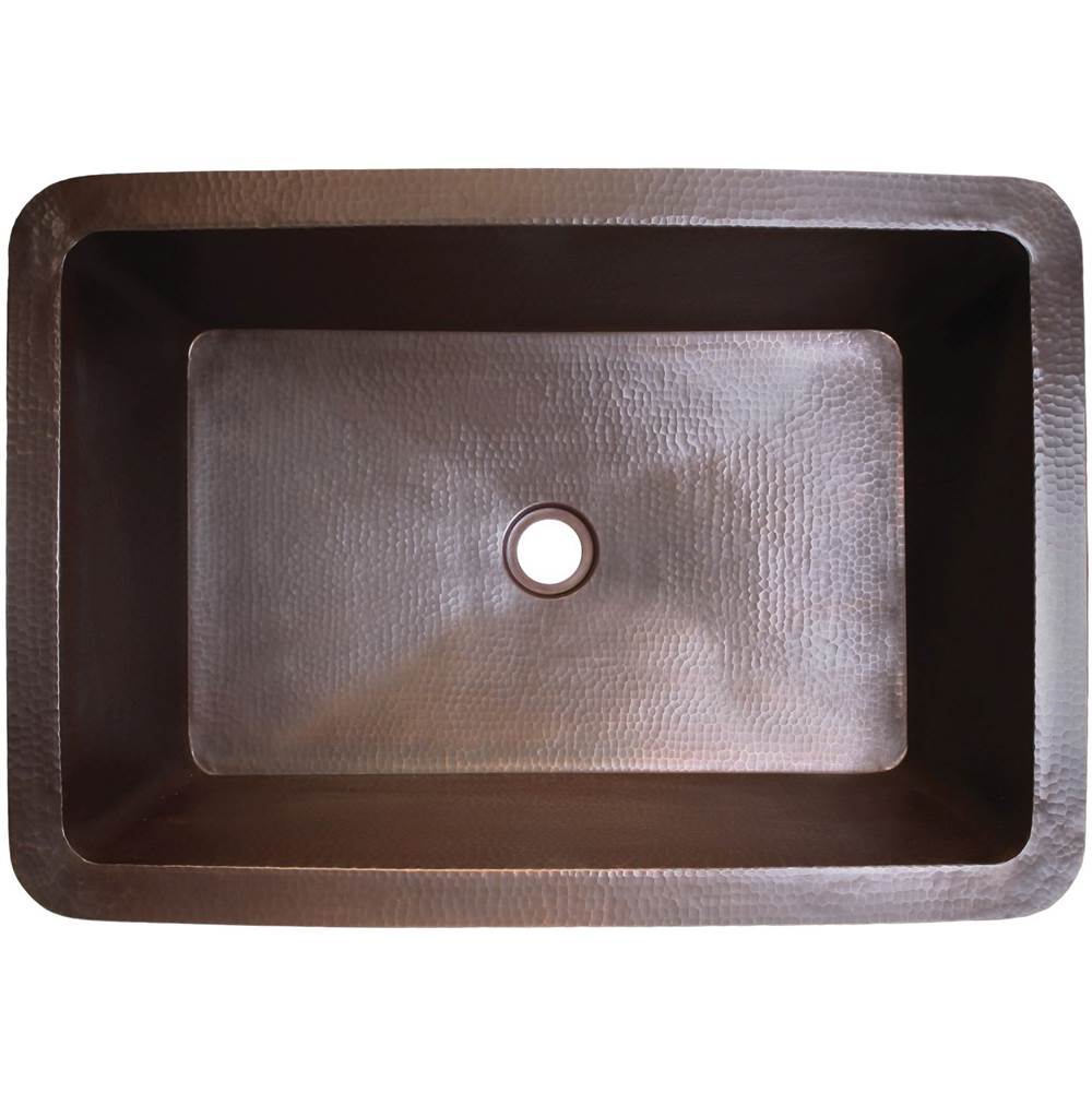Linkasink C054-2 Hammered Rectangular Box Sink With 2 Drain Opening