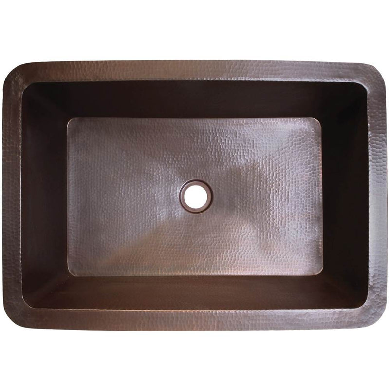 Linkasink C054-2 Hammered Rectangular Box Sink With 2 Drain Opening