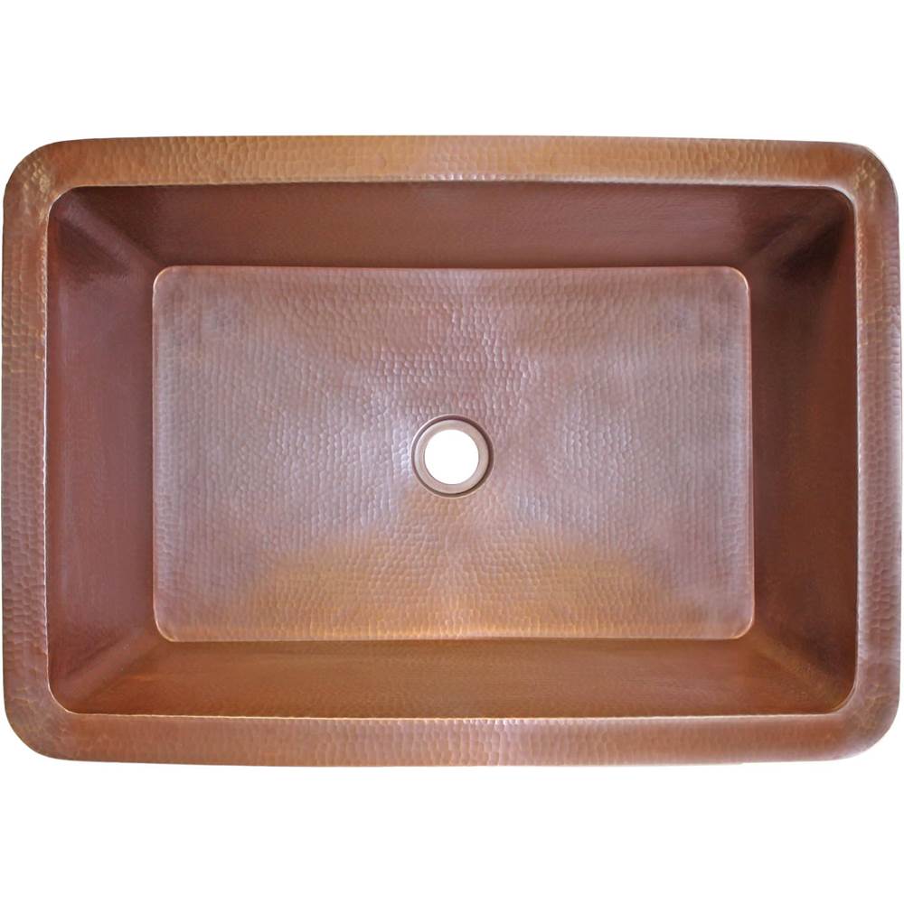 Linkasink C054-2 Hammered Rectangular Box Sink With 2 Drain Opening