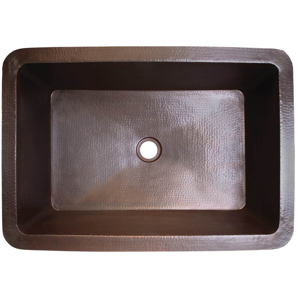 Linkasink C054-3.5 Hammered Rectangular Box Sink With 3.5 Drain Opening
