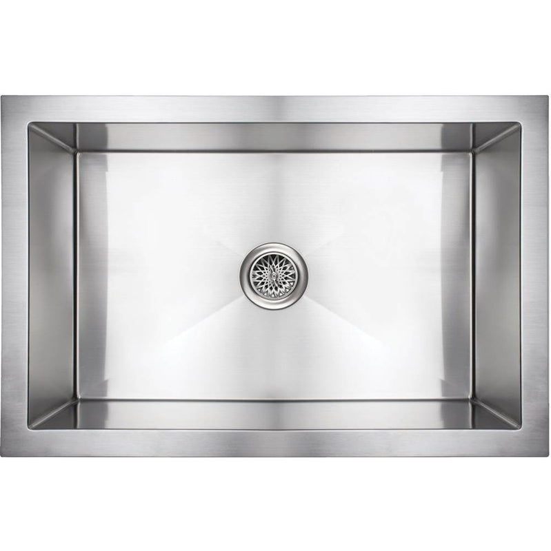 Linkasink C071-30 SS Smooth Inset Apron Front Smooth Farm House Kitchen Sink - Undermount  (Does Not Include Panel) - Satin Stainless Steel