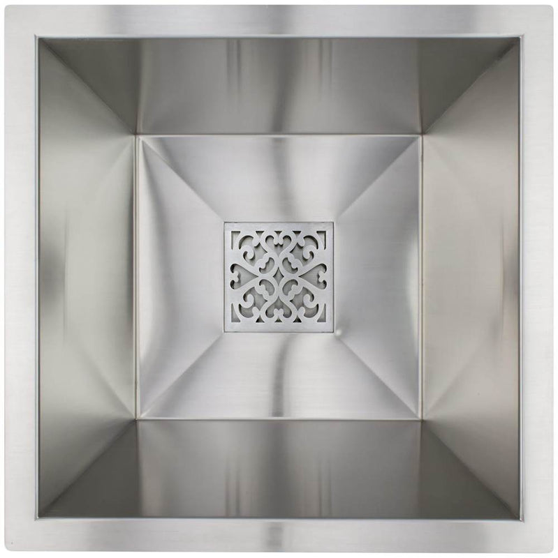 Linkasink C080 SS Square Bar Sink With Grate - Satin Stainless Steel
