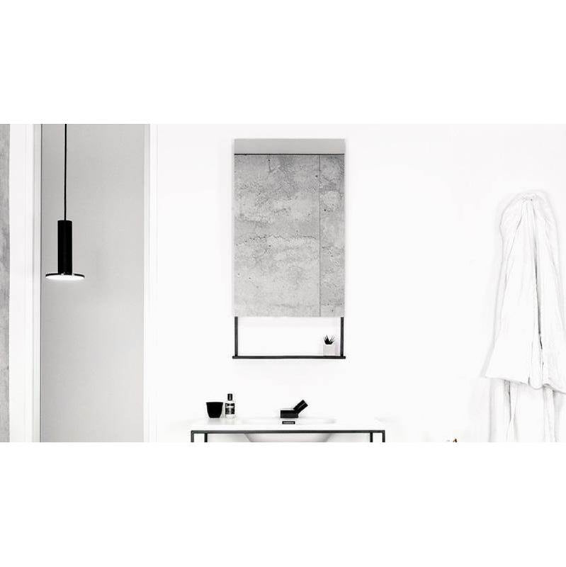 Wet Style C219MRMB-11 Furniture C2 -Mirror - Stainless Steel - 19 - Black Matte Finish - Natural Walnut Shelf