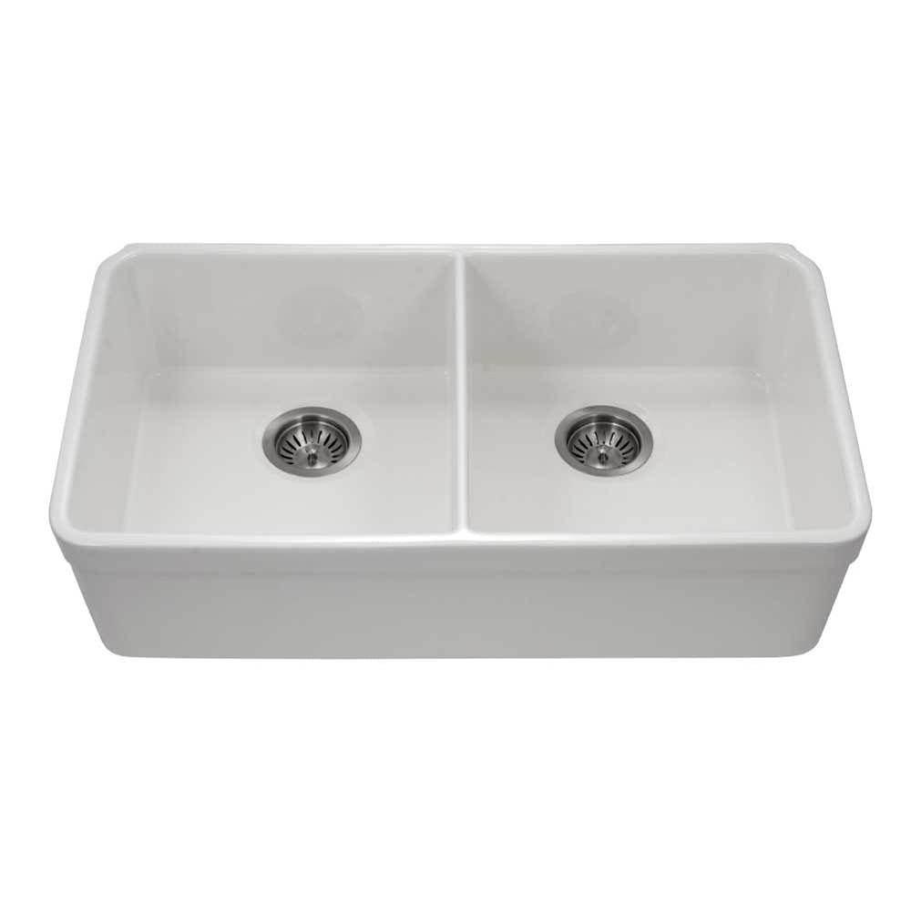 Hamat H-CHE-3318DHU Undermount Fireclay Double Bowl Kitchen Sink