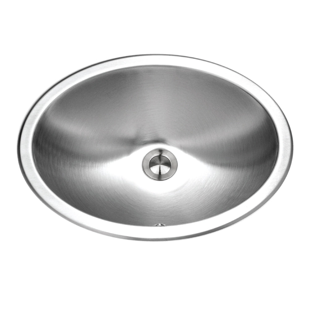 Houzer CHO-1800-1 Opus 18 Inch Stainless Steel Undermount Oval Bowl Bathroom Sink With Overflow Drain Assembly