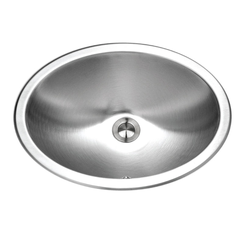 Houzer CHO-1800-1 Opus 18 Inch Stainless Steel Undermount Oval Bowl Bathroom Sink With Overflow Drain Assembly