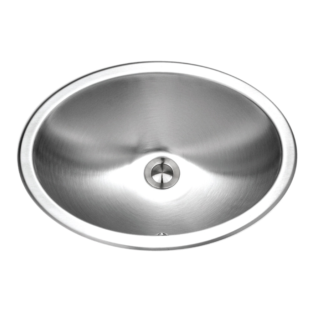 Houzer CHTO-1800-5 Opus 18 Inch Stainless Steel Drop-In Oval Bowl Bathroom Sink With Overflow Drain Assembly