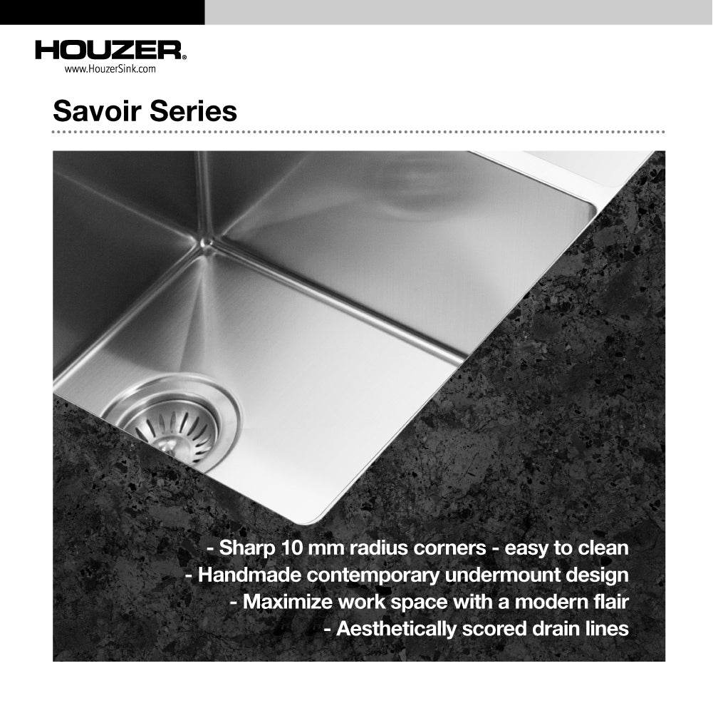 Houzer CNB-1200 Savior 12 Inch Stainless Steel Undermount Kitchen Bar Sink