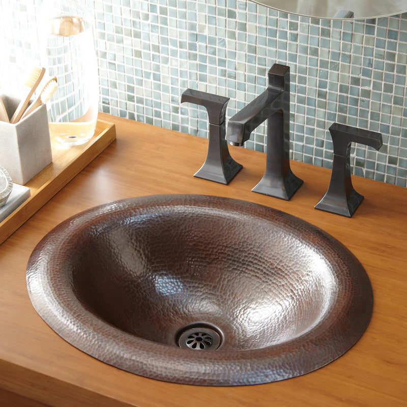 Native Trails CPS286 Maestro Lotus Bathroom Drop In Sink in Antique Copper