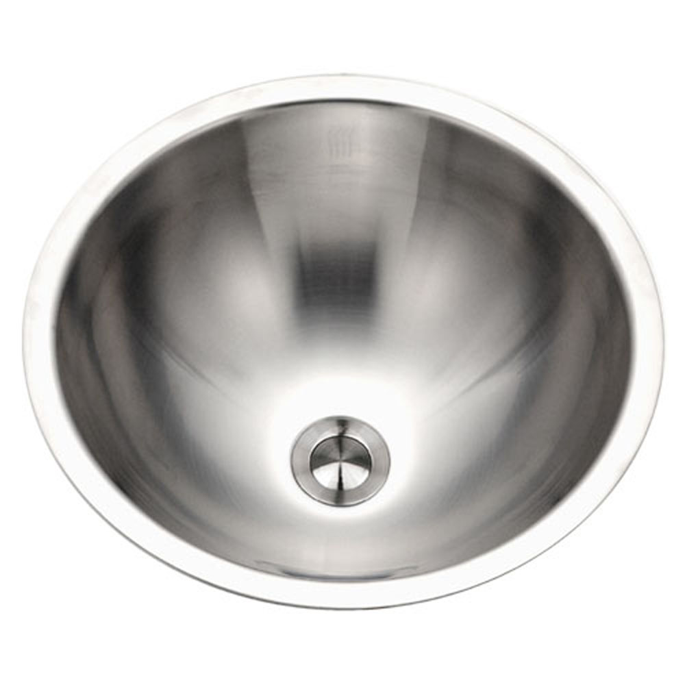 Houzer CR-1620-1 Opus 16 Inch Stainless Steel Undermount Round Bathroom Sink Without Overflow