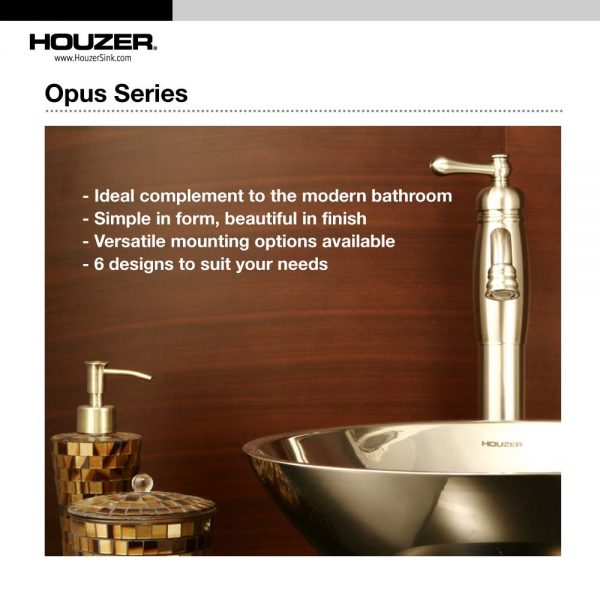 Houzer CR-1620-1 Opus 16 Inch Stainless Steel Undermount Round Bathroom Sink Without Overflow