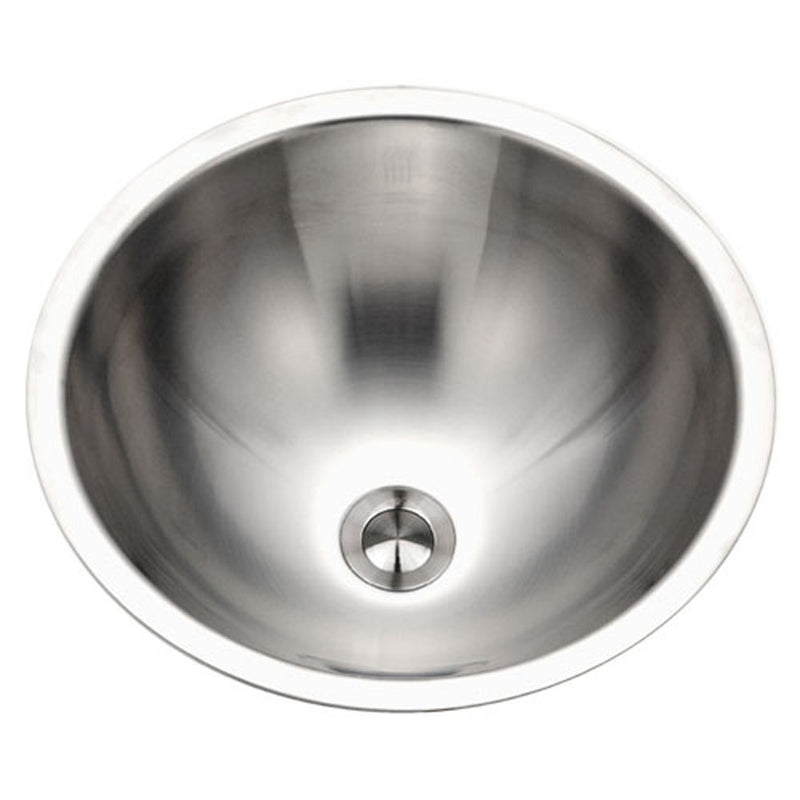 Houzer CR-1620-1 Opus 16 Inch Stainless Steel Undermount Round Bathroom Sink Without Overflow