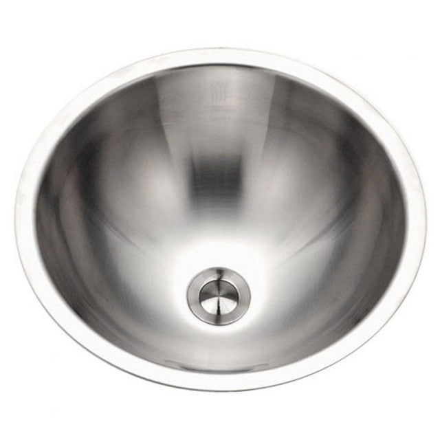 Houzer CRT-1620-1 Opus 16 Inch Stainless Steel Drop-In Topmount Round Bowl Bathroom Sink Without Overflow