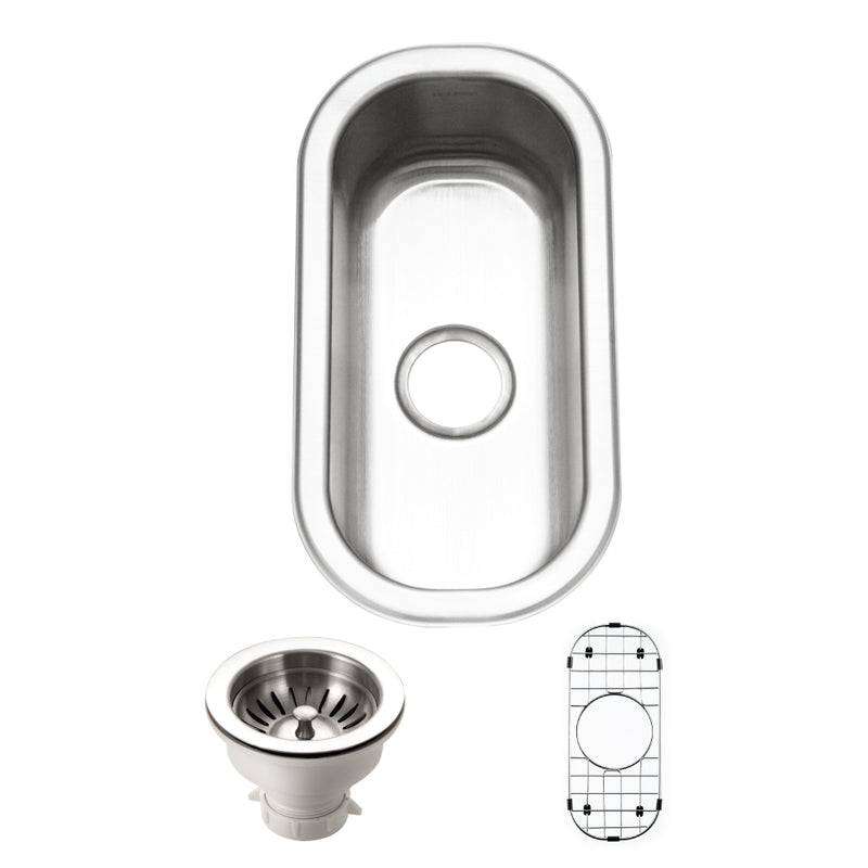Houzer CS-1105-C Club 10 Inch Stainless Steel Undermount Compact Bar and Prep Sink
