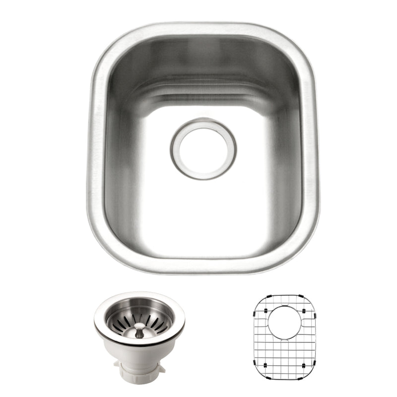 Houzer CS-1407-C Club 14 Inch Stainless Steel Undermount Medium Bar and Prep Sink