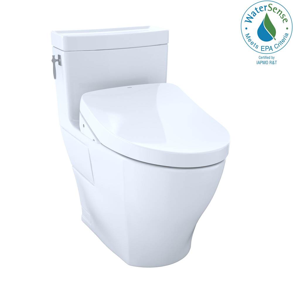 Toto CST626CEFGAT40#01 Aimes One-Piece Elongated 1.28 GPF Washlet + and Auto Flush Ready Universal Height Skirted Toilet
