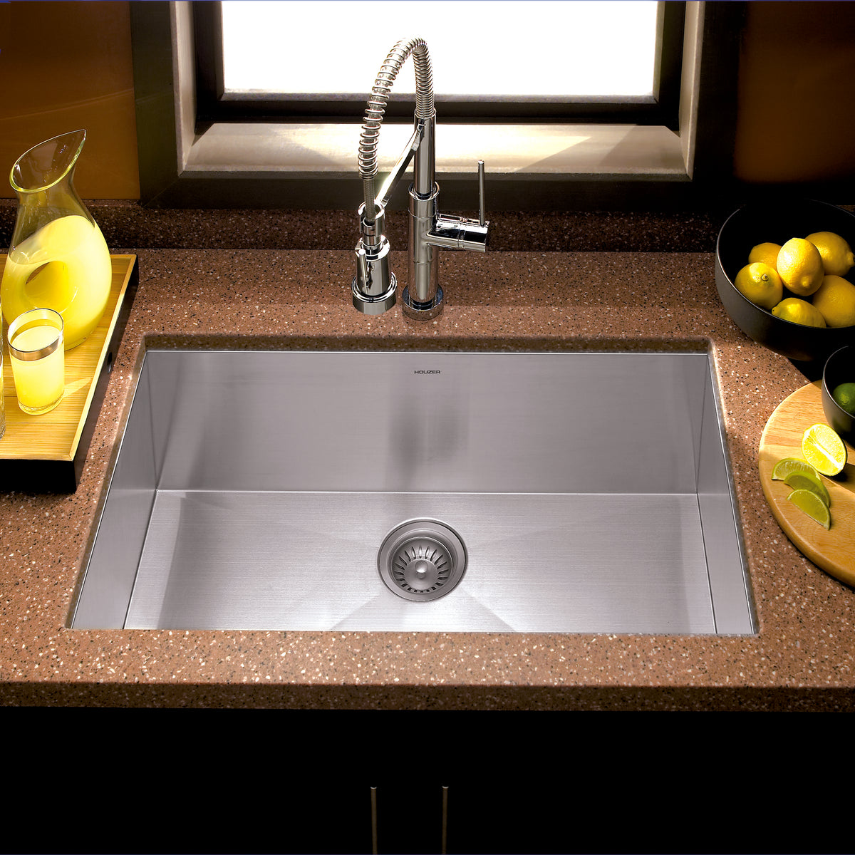 Houzer CTG-3200 Contempo 32 Inch Stainless Steel Undermount Single Bowl Kitchen Sink