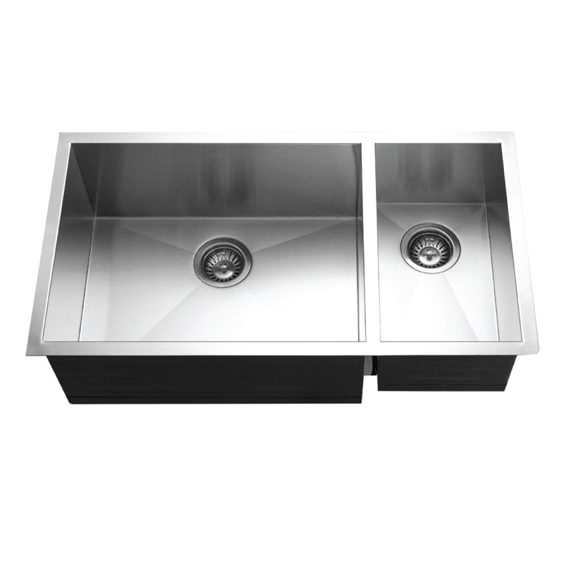 Houzer CTO-3370SR Contempo 33 Inch Stainless Steel Undermount 70/30 Double Right Prep Bowl Kitchen Sink