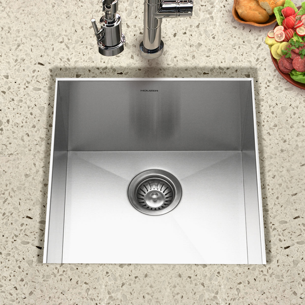 Houzer CTR-1700 Contempo 17 Inch Stainless Steel Undermount Single Bowl Bar Sink
