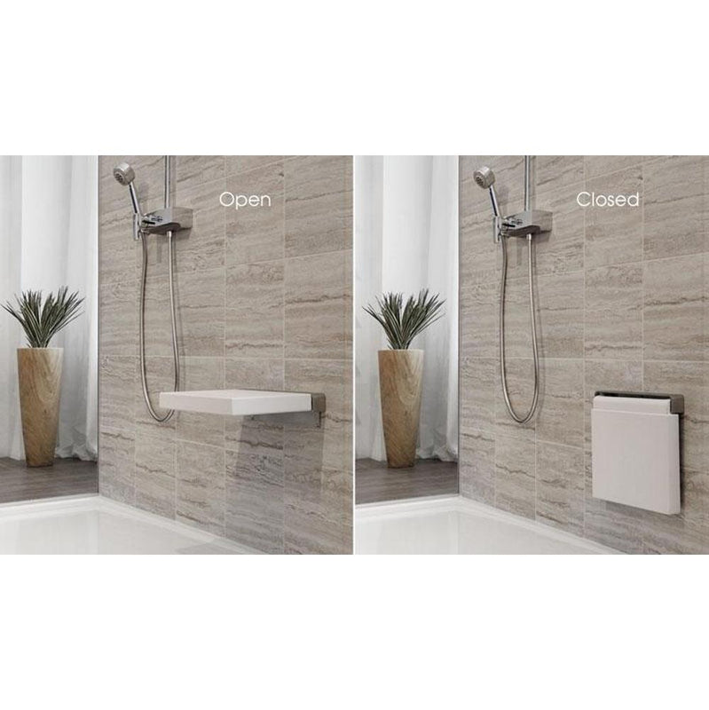 Wet Style STC14WM-M-5 Cube Wall-Mounted Seat - 14 3/16 X 13 1/16 - White/Mirror
