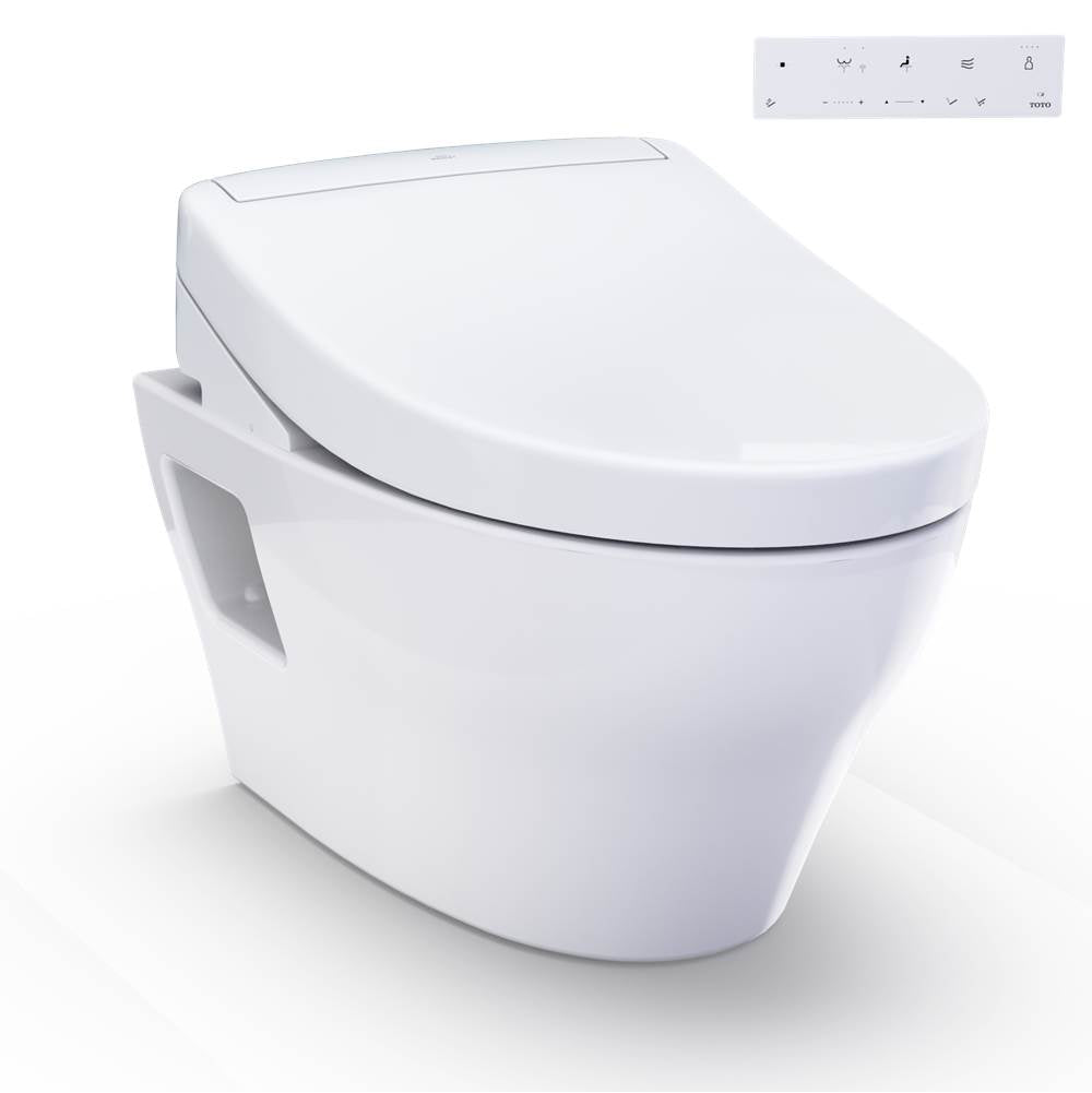 Toto CWT4283446CMFG#MS Washlet Ep Wall-Hung Elongated Toilet and Washlet S5 Bidet Seat and Duofit In-Wall 0.9 and 1.28 GPF Dual-Flush Tank System