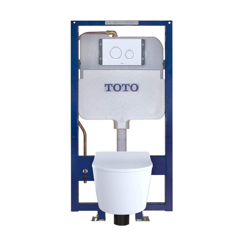 Toto CWT447247CMFG TOTO RP Wall-Hung D-Shape Toilet and DuoFit® In-Wall 1.28 and 0.9 GPF Dual-Flush Tank System with Copper Supply