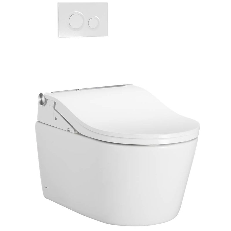 Toto CWT4474547CMFGA#MS Washlet RP Wall-Hung D-Shape Toilet With Rw Bidet Seat and Duofit In-Wall 1.28 and 0.9 GPF Auto Dual-Flush Tank System