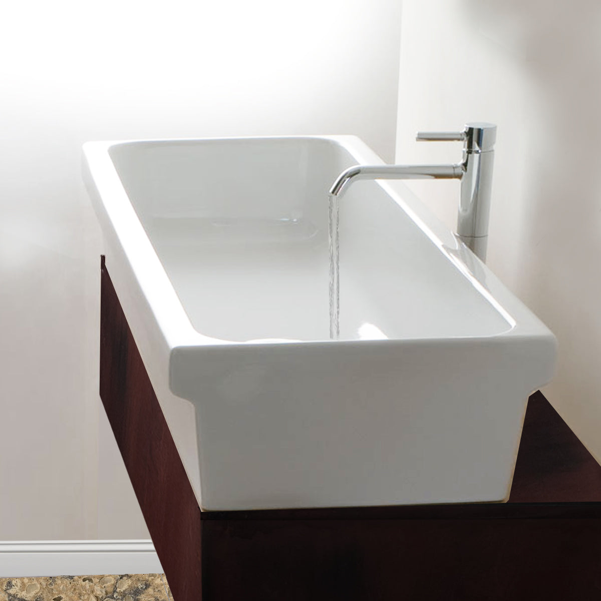 Nantucket Sinks Canal35-90 35.5 Inch Rectangular Italian Fireclay Vessel Sink