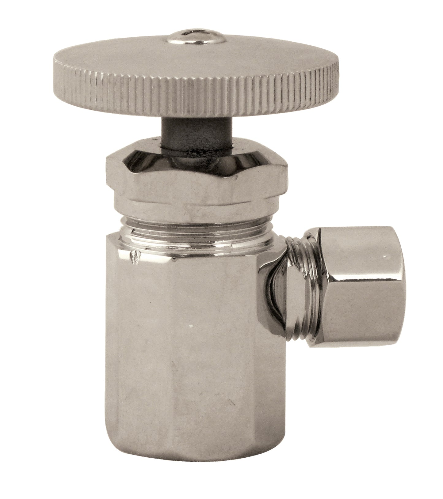 Westbrass D103 Round Handle Angle Stop Shut Off Valve 1/2-Inch IPS Inlet with 3/8-Inch Compression Outlet