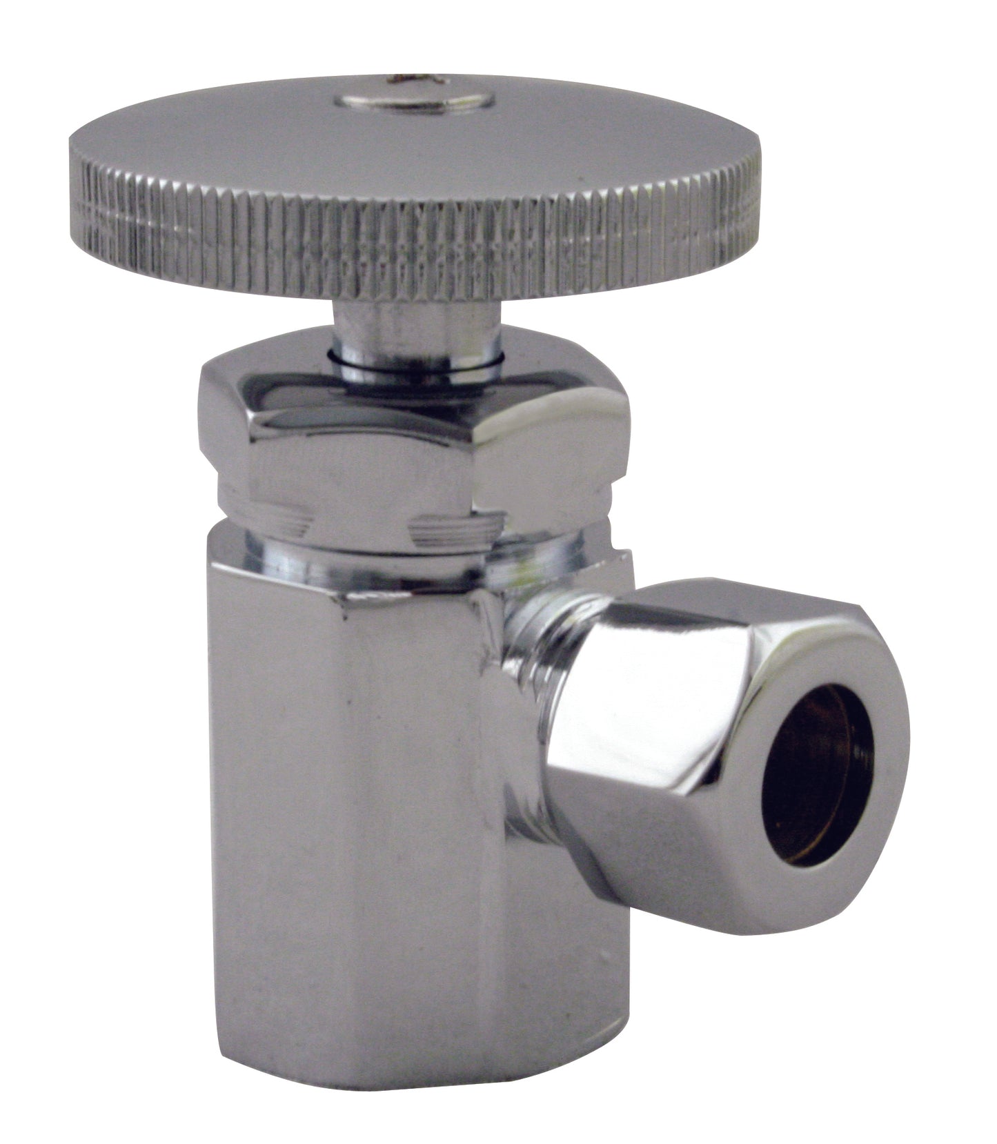 Westbrass D103 Round Handle Angle Stop Shut Off Valve 1/2-Inch IPS Inlet with 3/8-Inch Compression Outlet