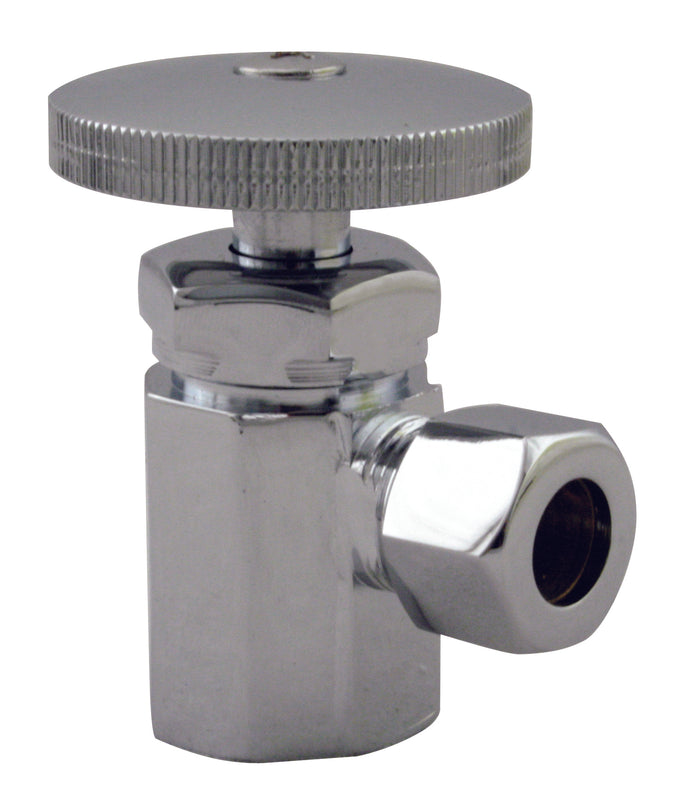 Westbrass D103 Round Handle Angle Stop Shut Off Valve 1/2-Inch IPS Inlet with 3/8-Inch Compression Outlet