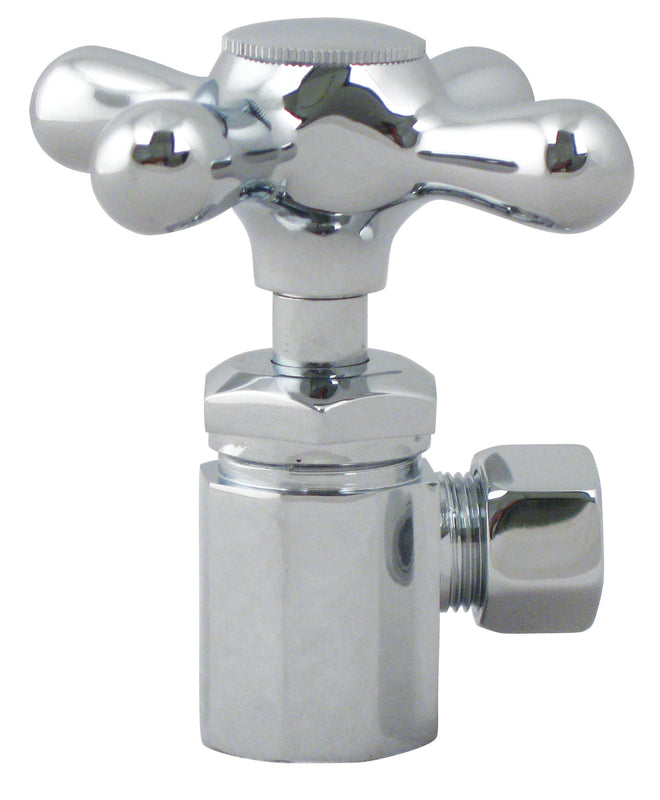 Westbrass D103X Cross Handle Angle Stop Shut Off Valve 1/2-Inch IPS Inlet with 3/8-Inch Compression Outlet