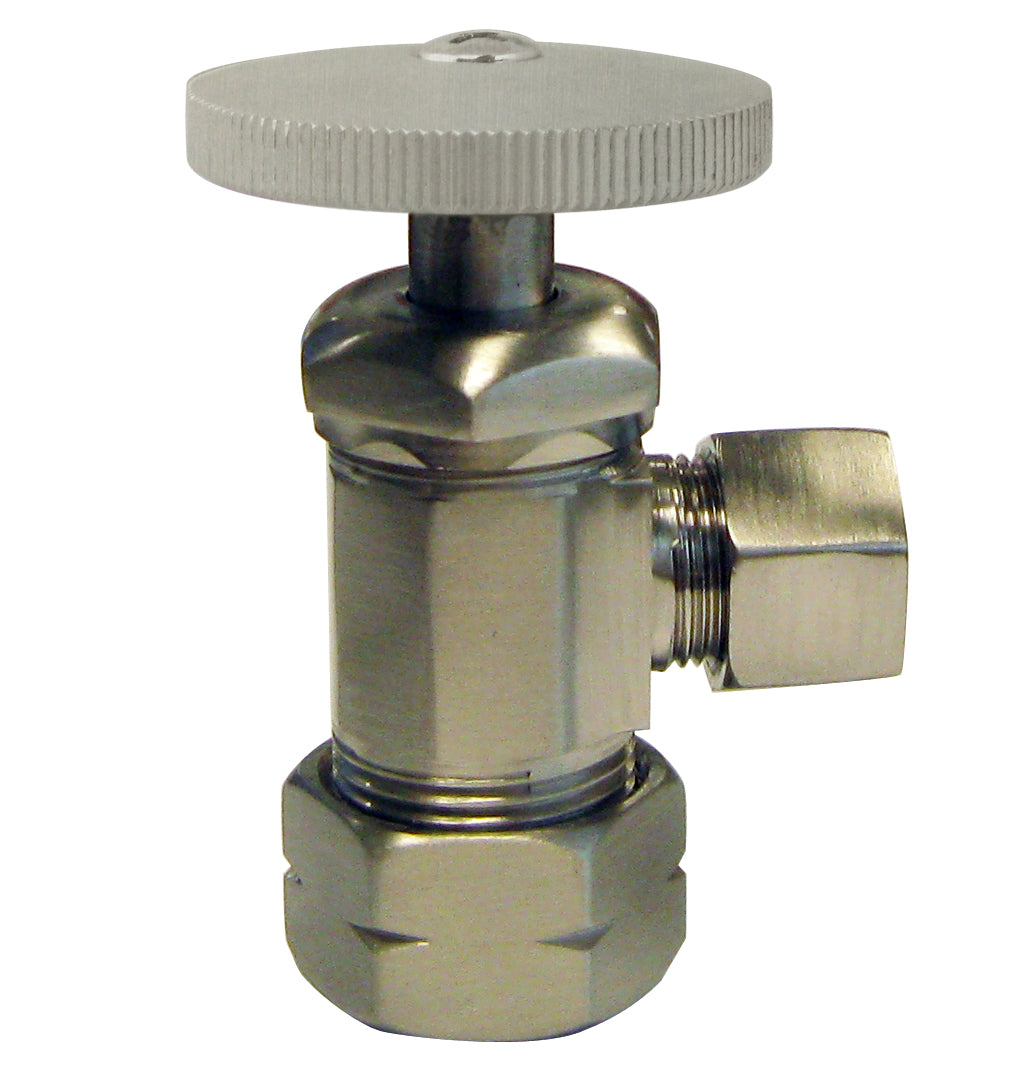 Westbrass D105 Round Handle Angle Stop Shut Off Valve 1/2-Inch Copper Pipe Inlet with 3/8-Inch Compression Outlet