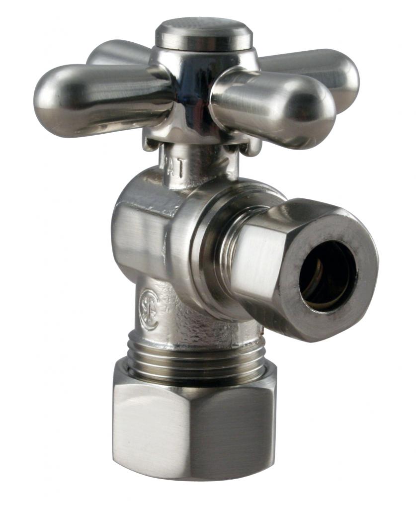 Westbrass D105BX Angle Stop, 5/8 in. OD x 3/8 in. OD - 1/4-Turn Cross Handle - Parent