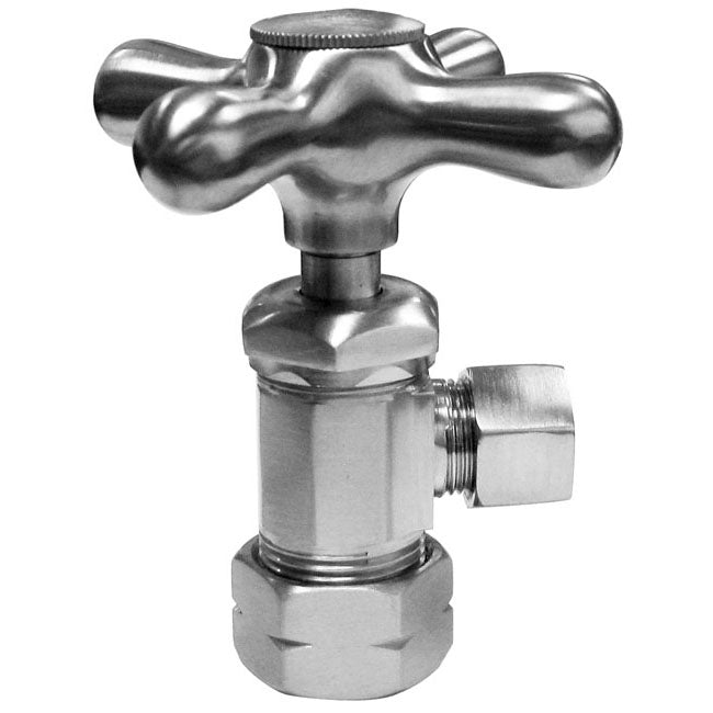 Westbrass D105X Cross Handle Angle Stop Shut Off Valve 1/2-Inch Copper Pipe Inlet with 3/8-Inch Compression Outlet