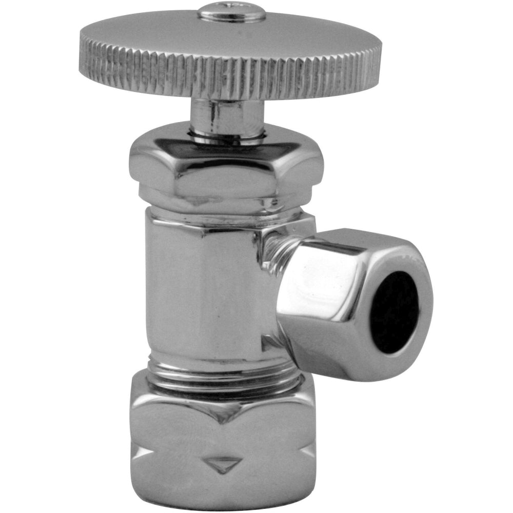 Westbrass D105 Round Handle Angle Stop Shut Off Valve 1/2-Inch Copper Pipe Inlet with 3/8-Inch Compression Outlet