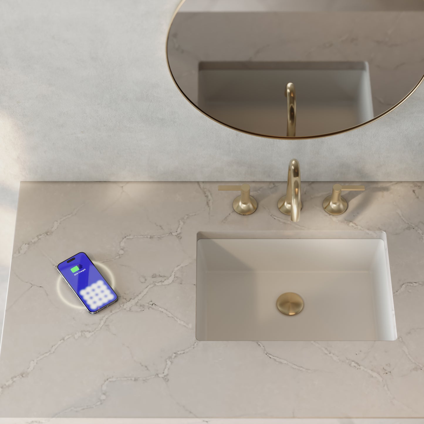 James Martin D125-V48-CSD-FVSL Gracyn 48" Single Vanity, Coastal Driftwood, With 3 CM Victorian Silver Silestone Top With FreePower Wireless Charger